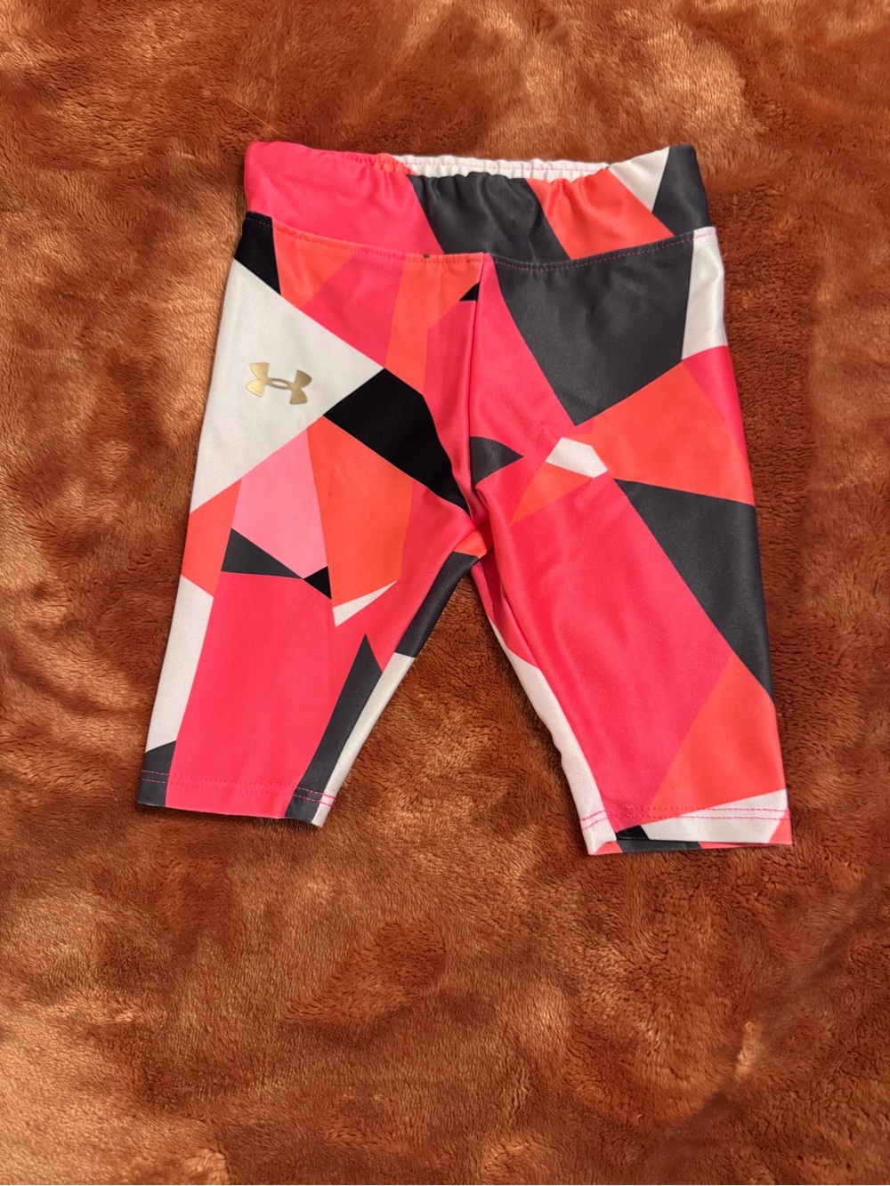 Under Armour Girls' Coral, Pink & Black Geo Athletic Shorts